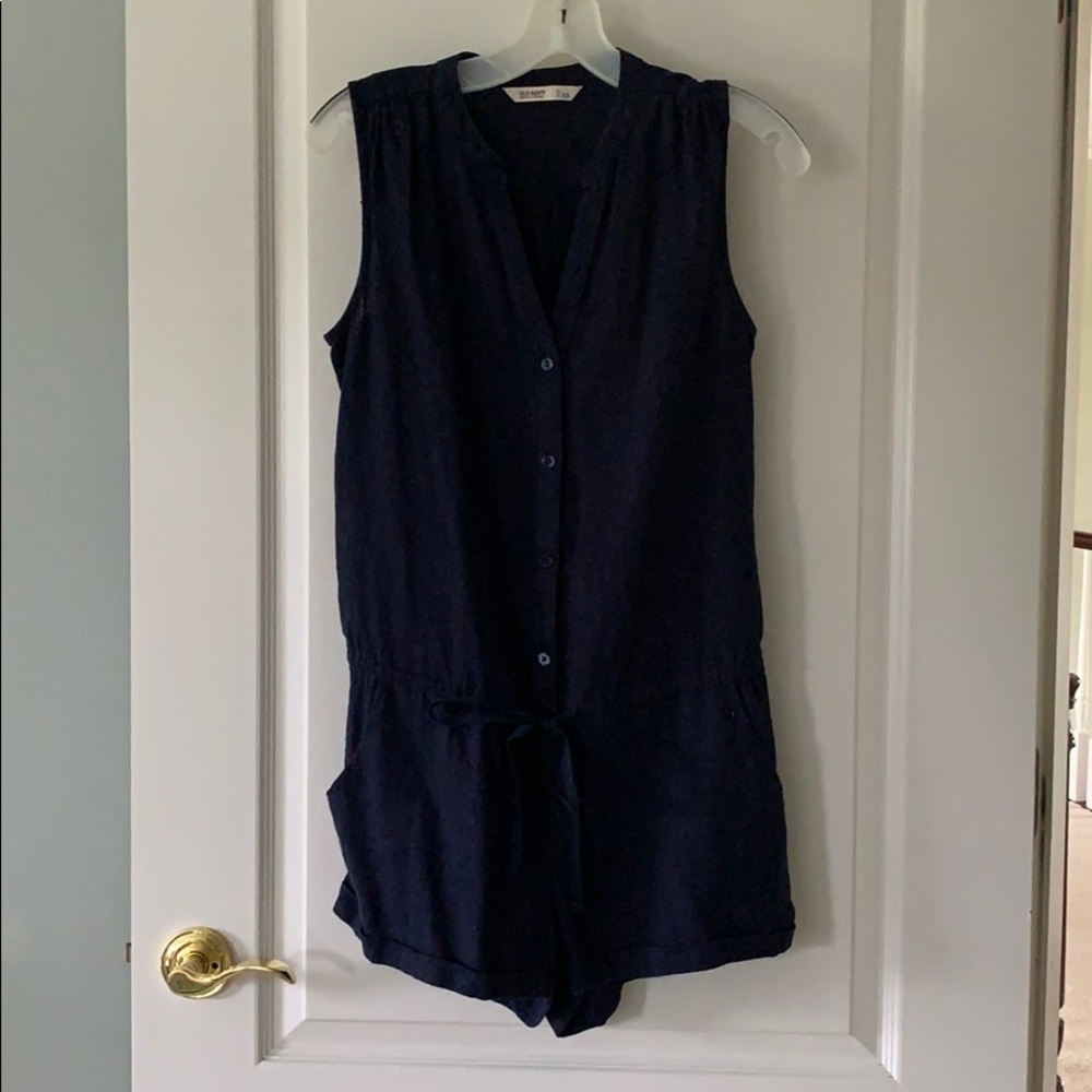 Navy linen romper
